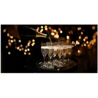 PosterMonkey Poster 160x80 cm - Lichtjes - Champagne - Dienblad - Glazen - Posters - Wanddecoratie keuken - Muurdecoratie woonkamer - Decoratieve accessoires - Kamer muur decoratie