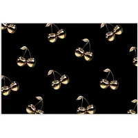 PosterMonkey Poster 90x60 cm - Patroon - Kersen - Goud - Chrome - Posters - Wanddecoratie keuken - Muurdecoratie woonkamer - Decoratieve accessoires - Kamer muur decoratie