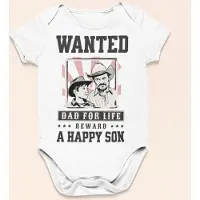 Logostar Vaderdag Cadeau - Romper Wanted Dad For Life - Maat 92 - Kleur Wit - 100% Katoen