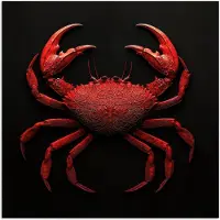 PosterMonkey Poster 75x75 cm - Krab - Rood - Vissen - Schaaldieren - Posters - Kamer decoratie - Wanddecoratie woonkamer - Muurdecoratie slaapkamer
