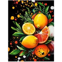 PosterMonkey Poster 30x40 cm - Citroenen - Zwart - Kruiden - Graffiti - Verf - Posters - Kamer decoratie - Wanddecoratie woonkamer - Muurdecoratie slaapkamer