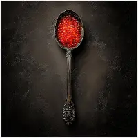 PosterMonkey Poster 75x75 cm - Zwart - Lepel - Caviar - Posters - Kamer decoratie - Wanddecoratie woonkamer - Muurdecoratie slaapkamer