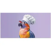PosterMonkey Poster 80x40 cm - Papegaai - Koksmuts - Paars - Cute - Posters - Wanddecoratie keuken - Muurdecoratie woonkamer - Decoratieve accessoires - Kamer muur decoratie