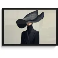 PosterMonkey Poster in lijst - Fotolijst 60x40 cm - Posters - Zwart - Vrouw - Hoed - Posterlijst zwart - Decoratie - Wanddecoratie woonkamer - Muurdecoratie slaapkamer