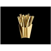 PosterMonkey Poster 120x90 cm - Friet - Goud - Chrome - Eten - Posters - Wanddecoratie keuken - Muurdecoratie woonkamer - Decoratieve accessoires - Kamer muur decoratie