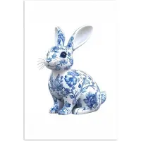 PosterMonkey Poster 60x90 cm - Delftsblauw - Haasje - Wit - Posters - Kamer decoratie - Wanddecoratie woonkamer - Muurdecoratie slaapkamer