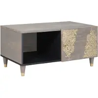 vidaXL Salontafel Grijs 80 x 50 x 40 cm Massief Mango Hout