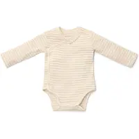 Little Dutch Romper overslag lange mouw - Beige - Newborn Naturals - Stripe-68
