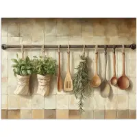 PosterMonkey Poster 80x60 cm - Hout - Keukengerei - Stilleven - Tegels - Posters - Kamer decoratie - Wanddecoratie woonkamer - Muurdecoratie slaapkamer