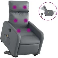 vidaXL Sta-op-massagestoel elektrisch kunstleer grijs