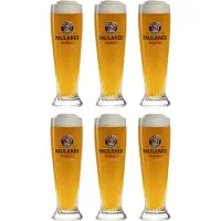 Paulaner Bierglazen Weizen - 300 ml - 6 stuks - Set van 6 glazen voor koud bier - Ideaal voor borrels en diners - Vaatwasserbestendig - Helder glas - 203 mm hoog - Glaswerk - Bierglazen