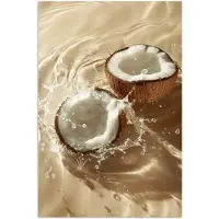 PosterMonkey Poster 80x120 cm - Kokosnoot - Water - Beige - Spetters - Posters - Wanddecoratie keuken - Muurdecoratie woonkamer - Decoratieve accessoires - Kamer muur decoratie