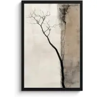 PosterMonkey Poster in lijst - Fotolijst 40x60 cm - Posters - Wabi sabi - Plant - Beige - Posterlijst zwart - Decoratie - Wanddecoratie woonkamer - Muurdecoratie slaapkamer