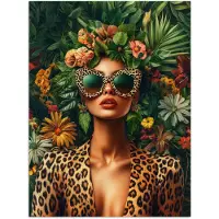 PosterMonkey Poster 30x40 cm - Vrouw - Panterprint - Jungle - Natuur - Luxe - Posters - Kamer decoratie - Wanddecoratie woonkamer - Muurdecoratie slaapkamer