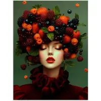 PosterMonkey Poster 120x160 cm - Vrouw - Aardbeien - Frambozen - Bramen - Bessen - Posters - Kamer decoratie - Wanddecoratie woonkamer - Muurdecoratie slaapkamer XXL