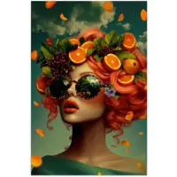 PosterMonkey Poster 20x30 cm - Vrouw - Sinaasappel - Bessen - Oranje - Posters - Kamer decoratie - Wanddecoratie woonkamer - Muurdecoratie slaapkamer