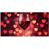 PosterMonkey Poster 80x40 cm - Rood - Wijn - Hartjes - Posters - Kamer decoratie - Wanddecoratie woonkamer - Muurdecoratie slaapkamer