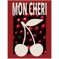 PosterMonkey Poster 30x40 cm - Kersen - Illustratie - Rood - Posters - Wanddecoratie keuken - Muurdecoratie woonkamer - Decoratieve accessoires - Kamer muur decoratie