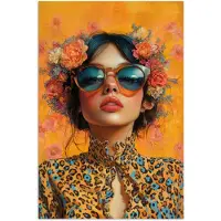 PosterMonkey Poster 60x90 cm - Vrouw - Bloemen - Aesthetic - Oranje - Posters - Kamer decoratie - Wanddecoratie woonkamer - Muurdecoratie slaapkamer