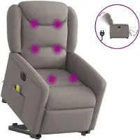 vidaXL Sta-op-massagestoel elektrisch verstelbaar stof taupe