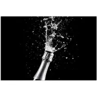 PosterMonkey Poster 120x80 cm - Champagne - Zwart - Spetters - Popping - Posters - Wanddecoratie keuken - Muurdecoratie woonkamer - Decoratieve accessoires - Kamer muur decoratie