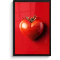 PosterMonkey Poster in lijst - Fotolijst 40x60 cm - Posters - Tomaat - Rood - Hart - Posterlijst zwart - Decoratie - Wanddecoratie woonkamer - Muurdecoratie slaapkamer
