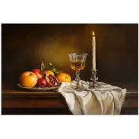 PosterMonkey Poster 60x40 cm - Fruit - Stilleven - Wijn - Kaars - Posters - Kamer decoratie - Wanddecoratie woonkamer - Muurdecoratie slaapkamer