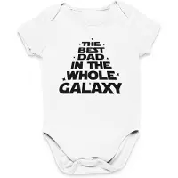 Logostar Vaderdag Cadeau - Romper The Best Dad In The Whole Galaxy - Maat 92 - Kleur Wit - 100% Katoen