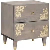 vidaXL Nachtkastje met lade Grijs 40 x 33 x 46 cm Massief Mango Hout