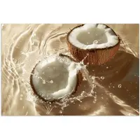 PosterMonkey Poster 60x40 cm - Kokosnoot - Water - Beige - Spetters - Posters - Wanddecoratie keuken - Muurdecoratie woonkamer - Decoratieve accessoires - Kamer muur decoratie