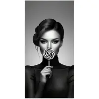 PosterMonkey Poster 75x150 cm - Vrouw - Lolly - Zwart - Posters - Kamer decoratie - Wanddecoratie woonkamer - Muurdecoratie slaapkamer