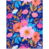 PosterMonkey Poster 60x80 cm - Bloemen - Blauw - Roze - Posters - Kamer decoratie - Wanddecoratie woonkamer - Muurdecoratie slaapkamer