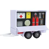 Kids Globe Traffic VW Transporter ambulance, 27,5 cm, met achteruitrijfunctie en aanhanger, in doos
