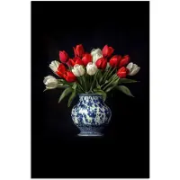 PosterMonkey Poster 20x30 cm - Rode - Bloemen - Tulpen - Vaas - Posters - Kamer decoratie - Wanddecoratie woonkamer - Muurdecoratie slaapkamer