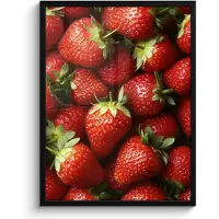 PosterMonkey Poster in lijst - Fotolijst 60x80 cm - Posters - Aardbei - Fruit - Rood - Posterlijst zwart - Decoratie - Wanddecoratie woonkamer - Muurdecoratie slaapkamer