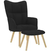 vidaXL Relaxstoel met voetenbank stof zwart