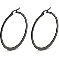 Cilla Jewels Hoop Oorringen Edelstaal Zwart-60mm