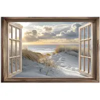 PosterMonkey Poster 60x40 cm - Doorkijk - Strand - Duinen - Zee - Natuur - Posters - Kamer decoratie - Wanddecoratie woonkamer - Muurdecoratie slaapkamer