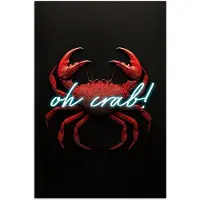 PosterMonkey Poster 40x60 cm - Krab - Rood - Neon - Quote - Posters - Kamer decoratie - Wanddecoratie woonkamer - Muurdecoratie slaapkamer