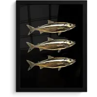PosterMonkey Poster in lijst - Fotolijst 30x40 cm - Posters - Vissen - Goud - Zwart - Posterlijst zwart - Decoratie - Wanddecoratie woonkamer - Muurdecoratie slaapkamer