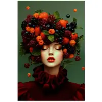 PosterMonkey Poster 80x120 cm - Vrouw - Aardbeien - Frambozen - Bramen - Bessen - Posters - Kamer decoratie - Wanddecoratie woonkamer - Muurdecoratie slaapkamer