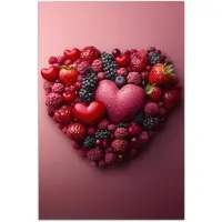 PosterMonkey Poster 20x30 cm - Fruit - Hartjes - Aardbeien - Frambozen - Bosbessen - Posters - Kamer decoratie - Wanddecoratie woonkamer - Muurdecoratie slaapkamer