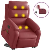 vidaXL Sta-op-massagestoel elektrisch kunstleer wijnrood