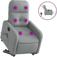vidaXL Sta-op-massagestoel elektrisch verstelbaar stof lichtgrijs