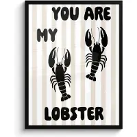 PosterMonkey Poster in lijst - Fotolijst 60x80 cm - Posters - Lobster - Beige - Minimalistisch - Posterlijst zwart - Decoratie - Wanddecoratie woonkamer - Muurdecoratie slaapkamer