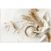 PosterMonkey Poster 60x40 cm - Bloem - Hout - Tarwe - Posters - Wanddecoratie keuken - Muurdecoratie woonkamer - Decoratieve accessoires - Kamer muur decoratie