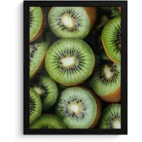 PosterMonkey Poster in lijst - Fotolijst 30x40 cm - Posters - Kiwi - Fruit - Groen - Posterlijst zwart - Decoratie - Wanddecoratie woonkamer - Muurdecoratie slaapkamer