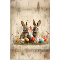 PosterMonkey Poster 80x120 cm - Konijnen - Bloemen - Eieren - Posters - Kamer decoratie - Wanddecoratie woonkamer - Muurdecoratie slaapkamer
