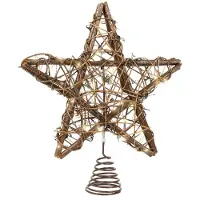 Lumineo kerstboom ster piek - rotan - warm wit - 30 cm - led verlichting - kerstpiek - kerstdecoratie - sfeerverlichting