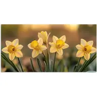 PosterMonkey Poster 150x75 cm - Bloemen - Geel - Wazig - Posters - Kamer decoratie - Wanddecoratie woonkamer - Muurdecoratie slaapkamer